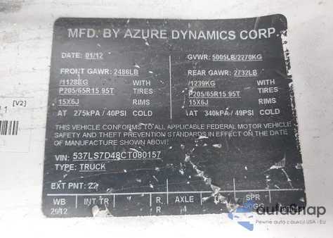 2012 Ford Transit Connect Cargo (Rear Windows) Xlt from USA, damaged, VIN 537LS7D48CT080157